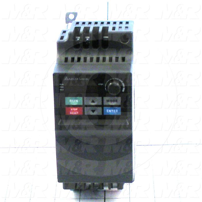 AC Drive, No PLC, VFD-E Series, 0.37KW (1/2HP), 208-230VAC, 1 Phase, 230VAC Output, 3 Phase