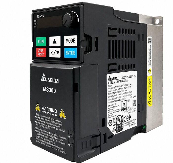 AC Drive, VFD, MS300 Series, 1HP, 380/400/415/440/460/480V, 3 Phase