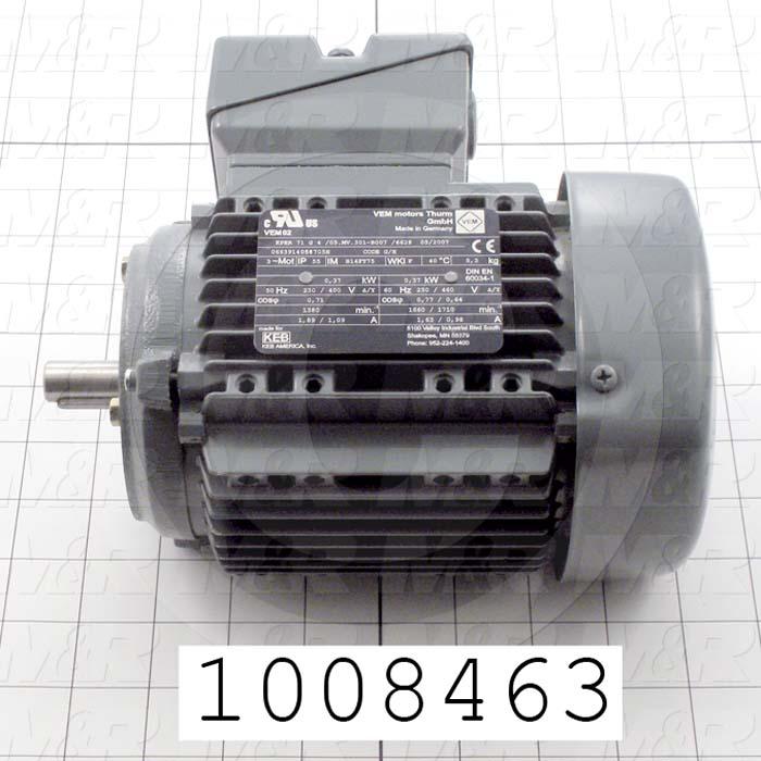 AC Motor, 1/2HP, 1750 RPM, 208-230/460VAC, 60Hz