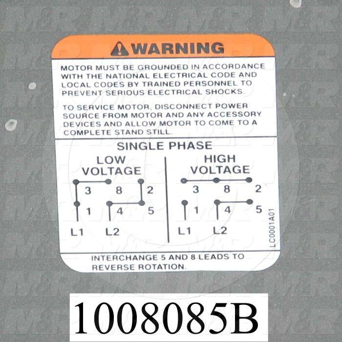 AC Motor, 1HP, 145T Frame, 1425 RPM, 115/208-230VAC, 50Hz