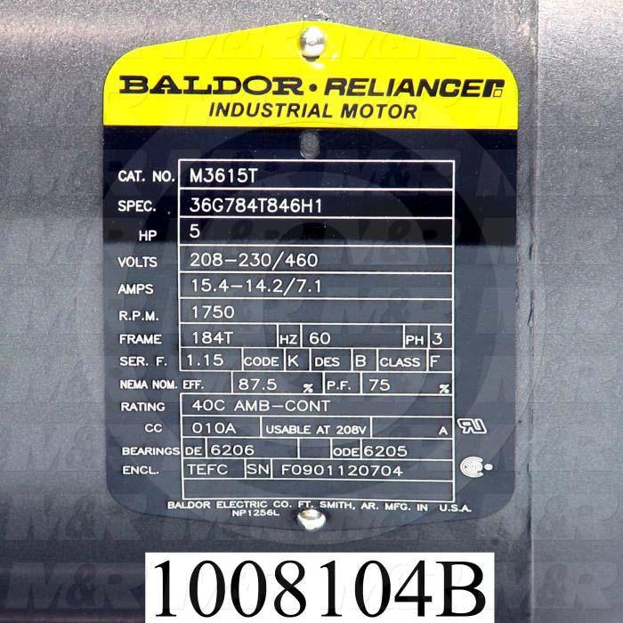 AC Motor, 5HP, 1700 RPM, 208-230/460VAC