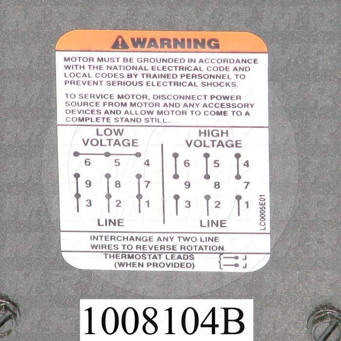 AC Motor, 5HP, 1700 RPM, 208-230/460VAC