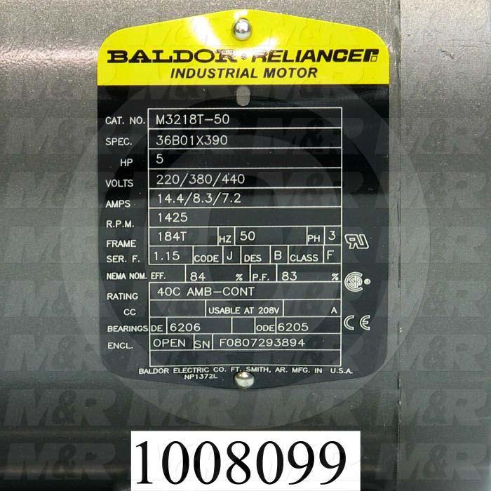 AC Motor, 5HP, 184T Frame, 1425 RPM, 220/380/440VAC, 50Hz
