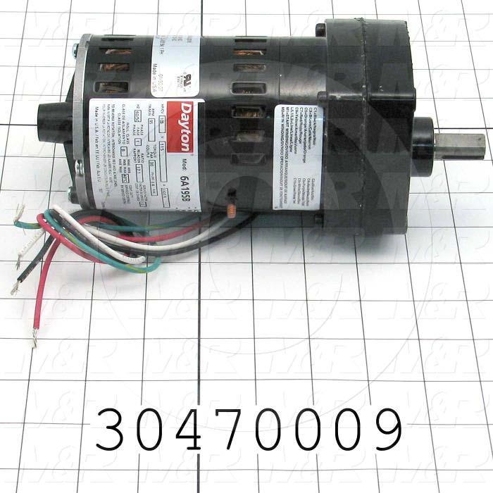 AC Motor, Parallel Shaft, 1/20HP, 95 RPM, 115VAC, 1 Phase, 50/60Hz, 0.30, None Junction Box, 1/2"X 1.00" Shaft