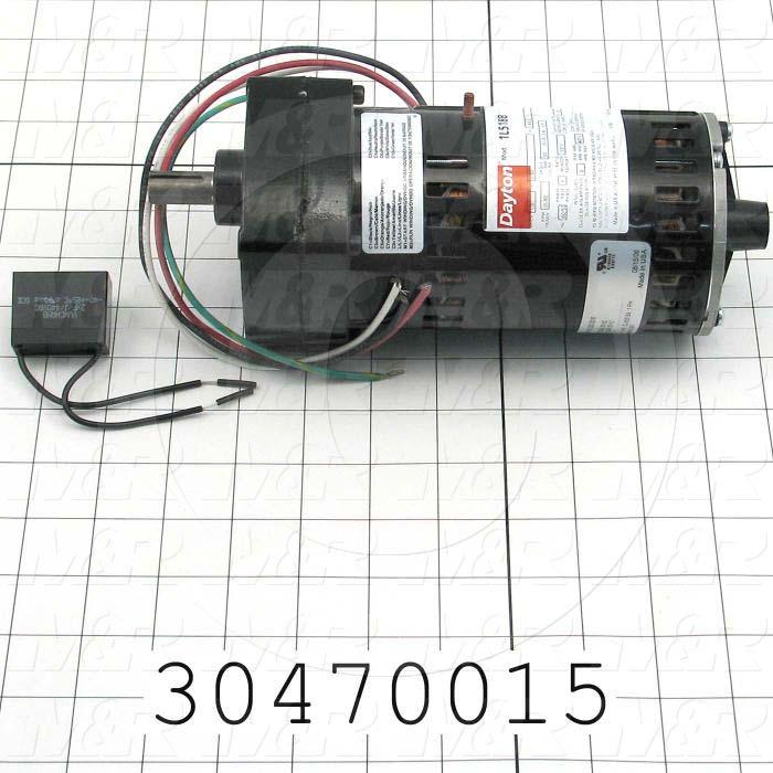 AC Motor, Parallel Shaft, 1/20HP, 95 RPM, 230VAC, 1 Phase, 50/60Hz, 0.30, None Junction Box, 1/2"X 1.00" Shaft