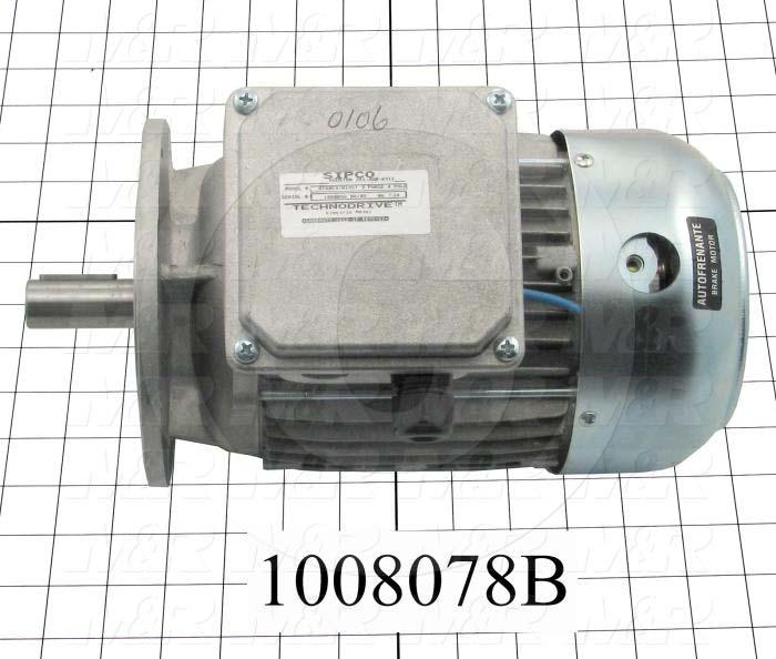 AC Motor, With Brake, 1.5HP, 208-230VAC, 3 Phase, 50/60Hz