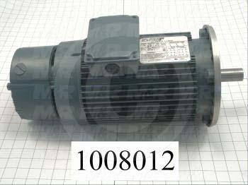 AC Motor, With Brake, 3/4HP, 208-230VAC, 3 Phase, 120/208V Brake Coil Voltage