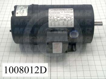 AC Motor, With Brake, 3/4HP, 56 Frame, 1800 RPM, 208-230/460VAC, 3 Phase, 60Hz