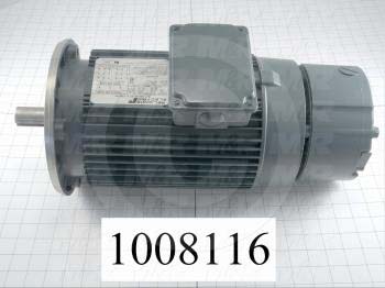 AC Motor, With Brake, 3HP, 1725 RPM, 208/220/440VAC, 3 Phase, 115/230V Brake Coil Voltage