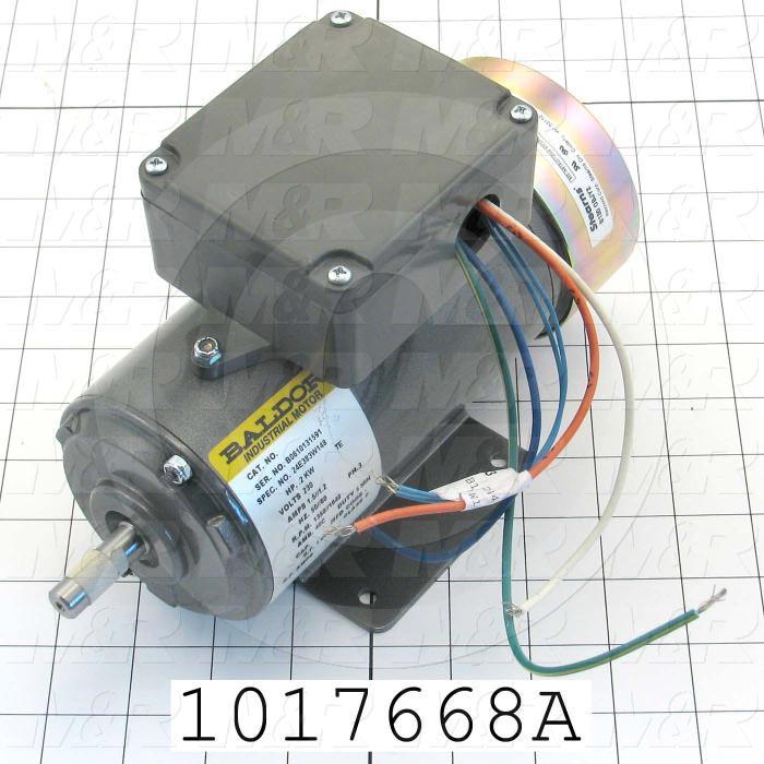 AC Motor, With DC Brake, 0.2KW, 208-230VAC, 3 Phase, 50/60Hz, 4 Poles