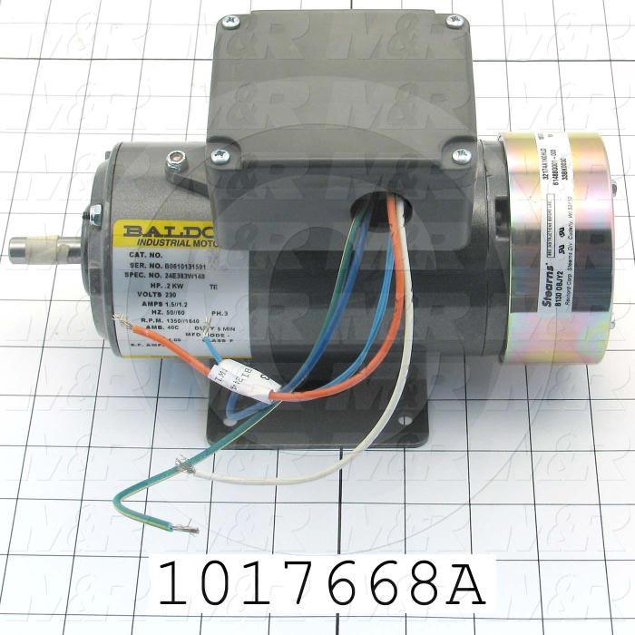 AC Motor, With DC Brake, 0.2KW, 208-230VAC, 3 Phase, 50/60Hz, 4 Poles