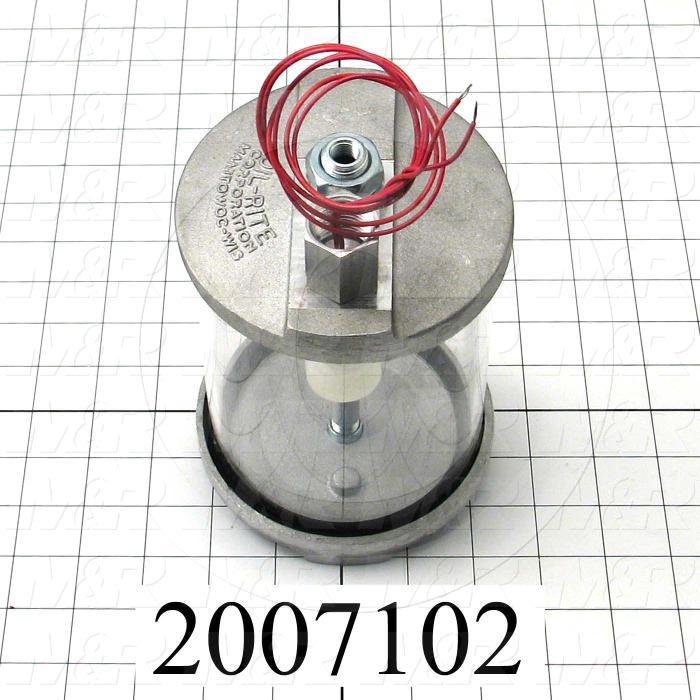 Adjustable-Flow Oil Reservoir, Height 7.75", Bowl Diameter 4.25", Capacity 1 Qt, Note : Round Acrylic; w/Level Switch; Normally Opened