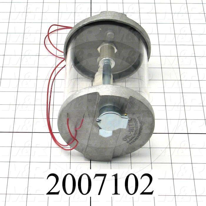 Adjustable-Flow Oil Reservoir, Height 7.75", Bowl Diameter 4.25", Capacity 1 Qt, Note : Round Acrylic; w/Level Switch; Normally Opened