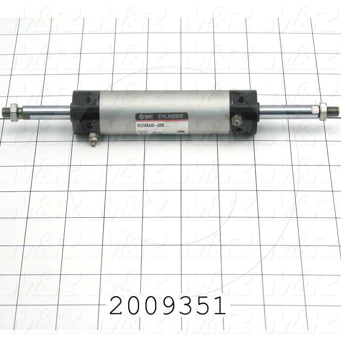 Air Cylinders, Double Rod Type, Standard NFPA, 5/16-24 UNF Rod Thread, Double Acting Model, 25 mm Bore, 2" Stroke, Both Ends Cushion