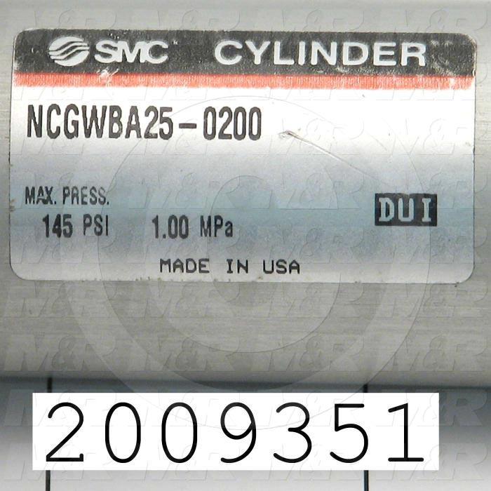 Air Cylinders, Double Rod Type, Standard NFPA, 5/16-24 UNF Rod Thread, Double Acting Model, 25 mm Bore, 2" Stroke, Both Ends Cushion