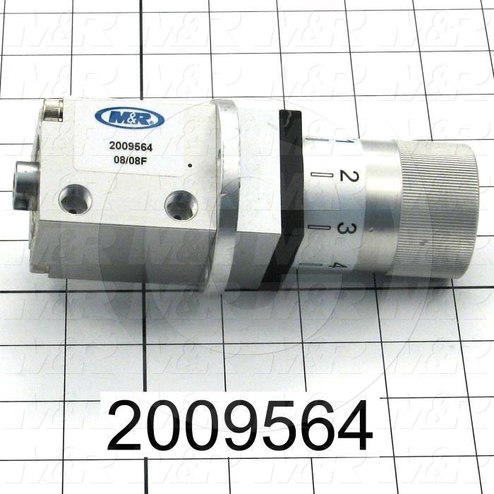 Air Cylinders, Rod Type, 5/16-18 Rod Thread, Double Acting With 8 Positions Adjustment Model, 1 1/4" Bore, 1" Stroke, Rubber Bumper, Screen Up/Down Function