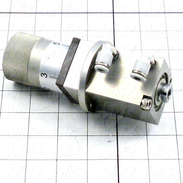 Air Cylinders, Rod Type, 5/16-18 Rod Thread, Double Acting With 8 Positions Adjustment Model, 1 1/4" Bore, 1" Stroke, Rubber Bumper, Screen Up/Down Function, With Fittings