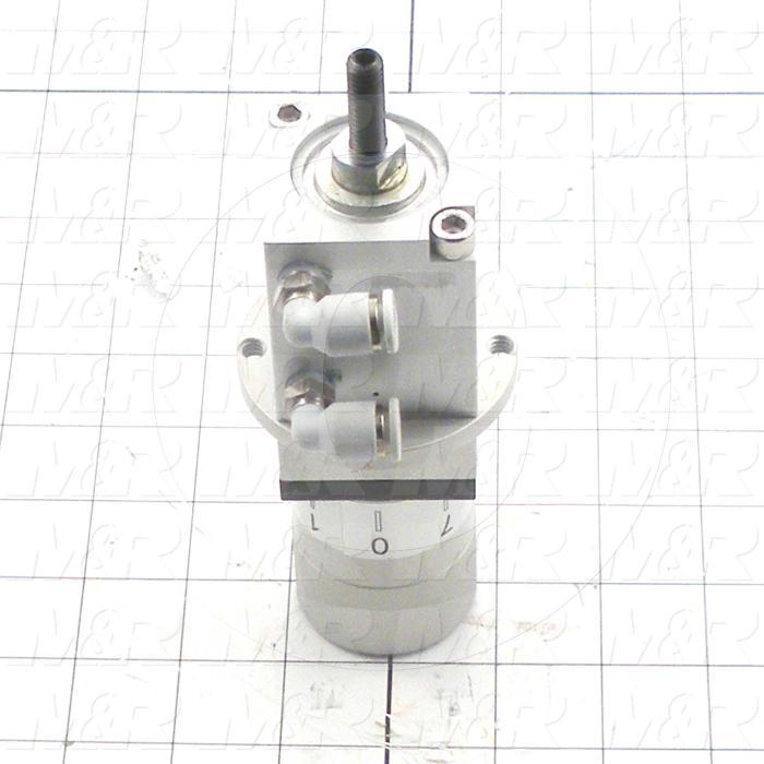 Air Cylinders, Rod Type, 5/16-18 Rod Thread, Double Acting With 8 Positions Adjustment Model, 1 1/4" Bore, 1" Stroke, Rubber Bumper, Screen Up/Down Function, With Fittings