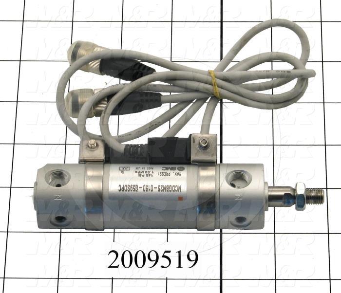 Air Cylinders, Rod Type, 5/16-24 UNF Rod Thread, Double Acting Model, 1" Bore, 1 1/2" Stroke, Urethane Bumper, Built In Valve, Come with: D-G59 Solid State Switch, BA-02 Switch Band