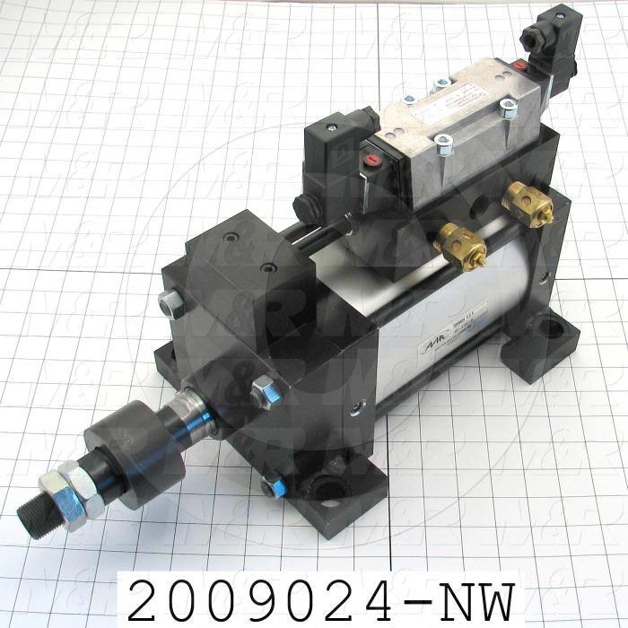 Air Cylinders, Rod Type, Double Acting Model, 5" Bore, 5" Stroke, Both Ends Cushion, Built In Flow Control, Index Cylinder Function, Built In Valve