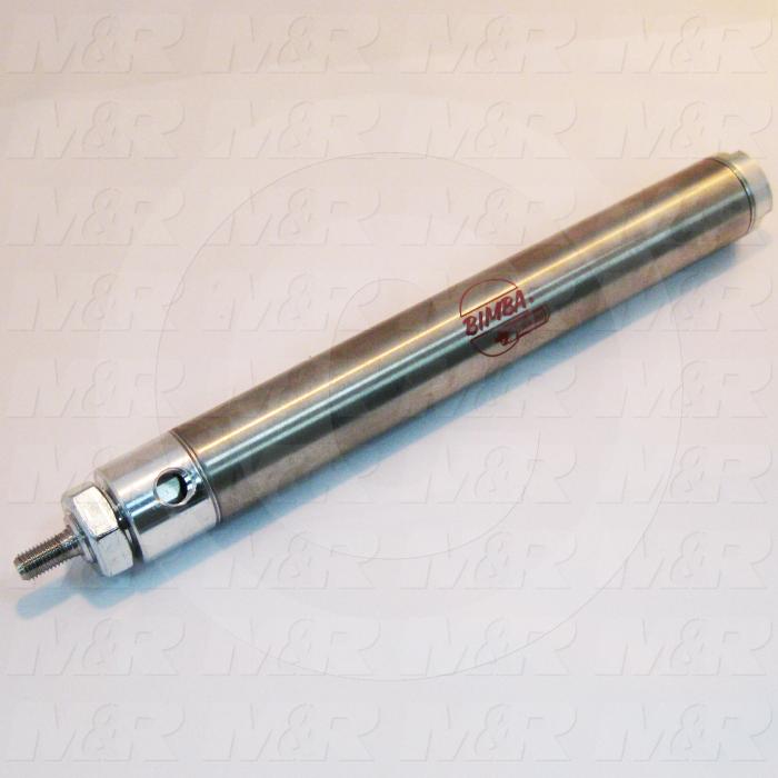 Air Cylinders, Single Rod Non-Rotating Type, Standard NFPA, 5/16-24 UNF Rod Thread, Double Acting Model, 1 1/16" Bore, 6" Stroke, With Bumper Bumper