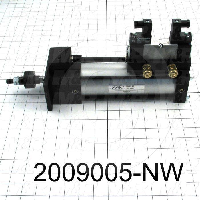 Air Cylinders, Single Rod Type, Double Acting Model, 2 1/2" Bore, 6.5" Stroke, Both Ends Cushion, Built In Flow Control, Gauntlet Index Cylinder 10 Stations Function, Built In Valve