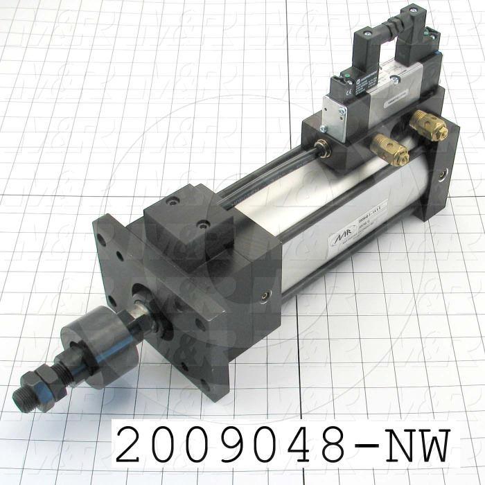 Air Cylinders, Single Rod Type, Double Acting Model, 3 1/4" Bore, 6" Stroke, Both Ends Cushion, Built In Flow Control, Challenger Index Cylinder 12 Stations Function, Built In Valve