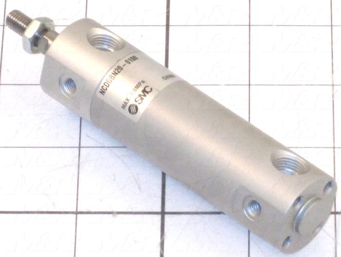 Air Cylinders, Single Rod Type, Double Acting Model, 3/4" Bore, 1" Stroke, Rubber Bumper