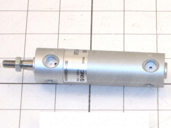 Air Cylinders, Single Rod Type, Double Acting Model, 3/4" Bore, 1" Stroke, Rubber Bumper