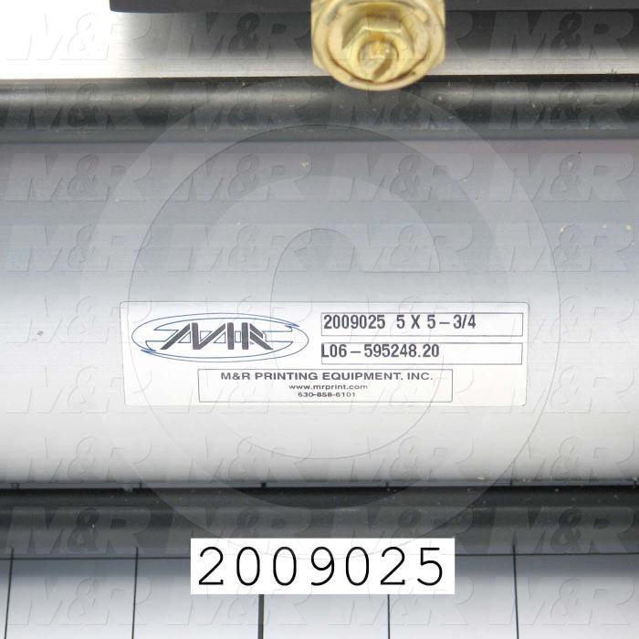 Air Cylinders, Single Rod Type, Double Acting Model, 5" Bore, 5.75" Stroke, Both Ends Cushion, Built In Flow Control, Challenger Index Cylinder 14 Stations Function, Built In Valve