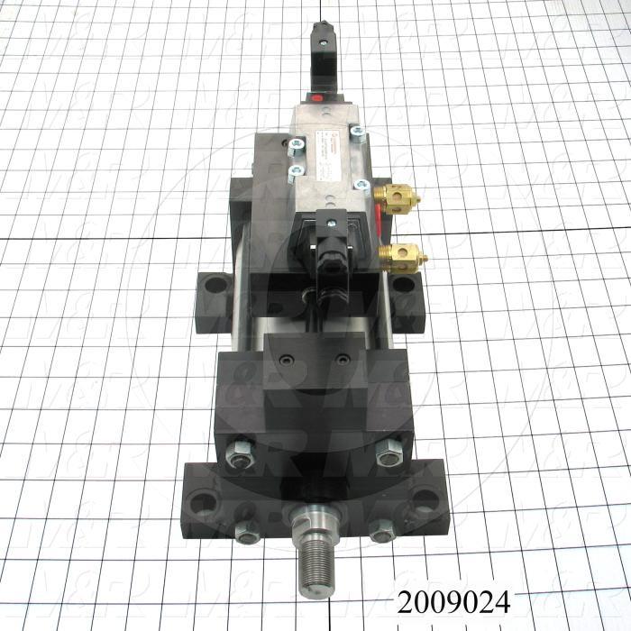 Air Cylinders, Single Rod Type, Double Acting Model, 5" Bore, 5" Stroke, Both Ends Cushion, Built In Flow Control, Challenger Index Cylinder 16 Stations Function, Built In Valve