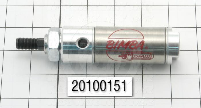 Air Cylinders, Single Rod Type, Standard NFPA, 3/8-24 UNF Rod Thread, Double Acting Model, 1 1/4" Bore, 1" Stroke, Rubber Bumper