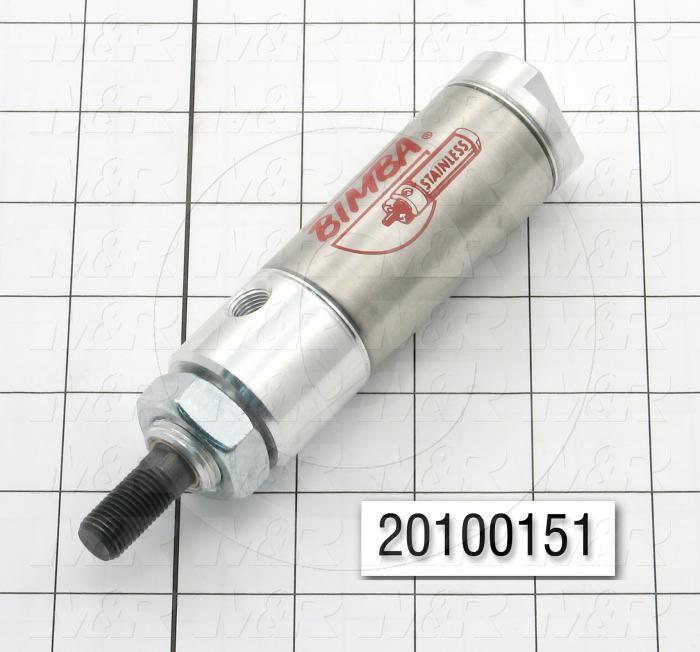 Air Cylinders, Single Rod Type, Standard NFPA, 3/8-24 UNF Rod Thread, Double Acting Model, 1 1/4" Bore, 1" Stroke, Rubber Bumper