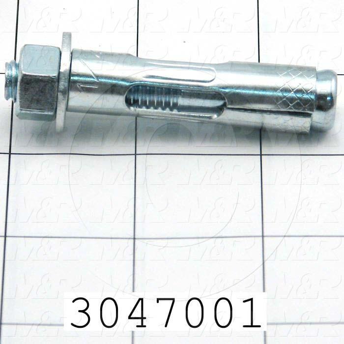 Anchor, Type : Sleeve Stud Anchors for Concrete, Diameter 1/2 in., Length Under the Head 2-1/4 in., Thread Size 3/8-16, Material Steel
