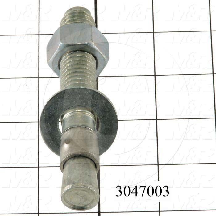 Anchor, Type : Sleeve Stud Anchors for Concrete, Diameter 3/8 in., Length Under the Head 4-1/4 in., Material Steel