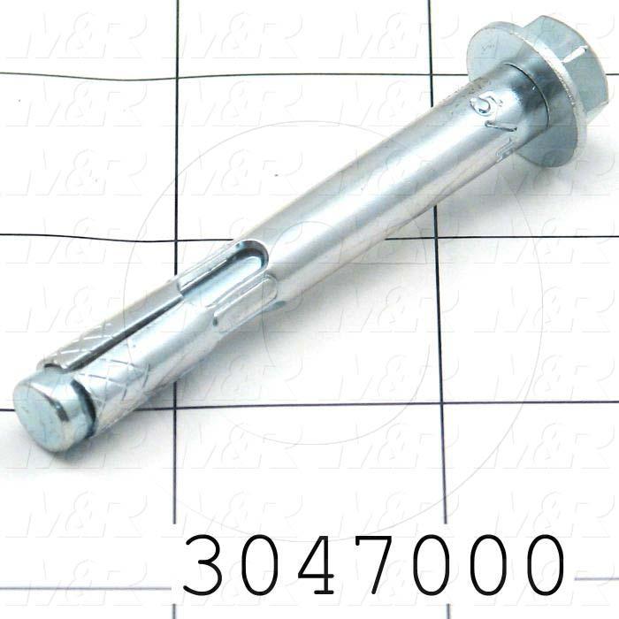 Anchor, Type : Sleeve Stud Anchors for Concrete, Diameter 5/16 in., Length Under the Head 2-1/2 in., Thread Size 1/4"-20, Material Steel