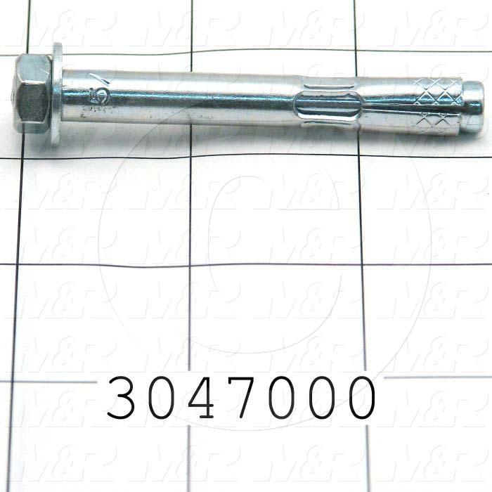 Anchor, Type : Sleeve Stud Anchors for Concrete, Diameter 5/16 in., Length Under the Head 2-1/2 in., Thread Size 1/4-20, Material Steel