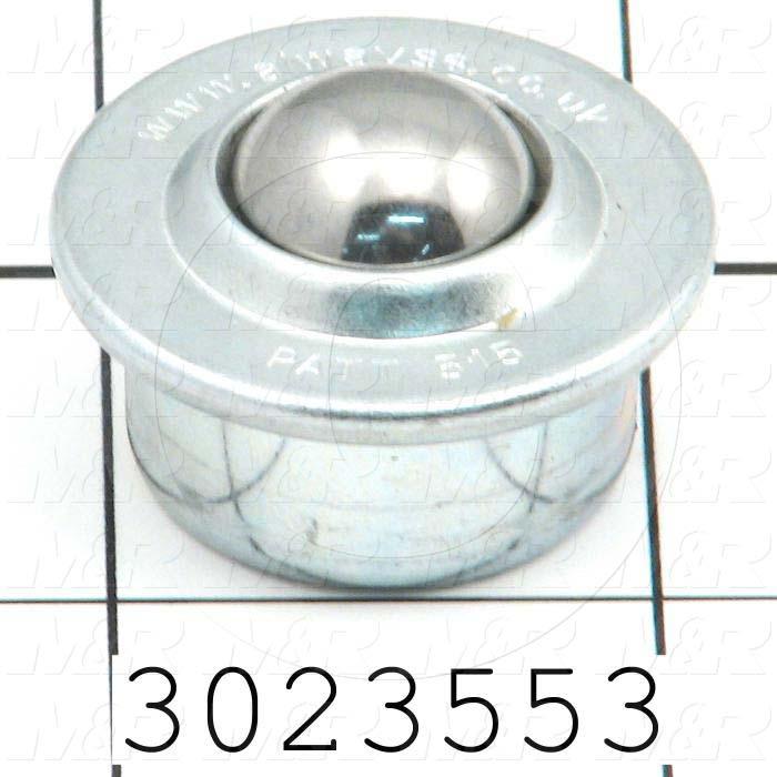 Ball Transfer, Type : Press Fit, Ball Diameter 0.625", Ball Material Steel, Housing Material : Steel, Housing Diameter 1.218", Height 1.31 in., Load Capacity 132 lbs