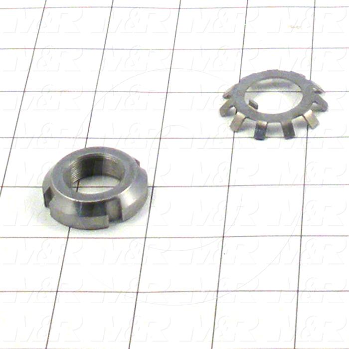 Bearing Locknuts, Type N-04, Work With Lock Washer W-04, Shaft Diameter 0.787", Thread Diameter 0.781", Thread Per Inch 32, Outside Diameter 1.375", Thickness 0.375"
