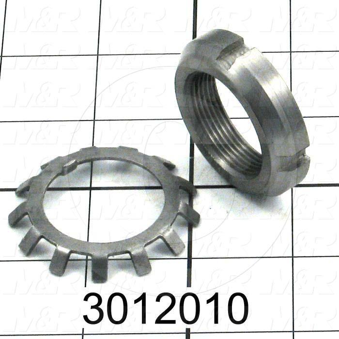 Bearing Locknuts, Type N-06, Come with Lock Washer W-06, Shaft Diameter 1.1811", Thread Diameter 1.1730", Thread Per Inch 18, Outside Diameter 1.75", Thickness 0.406"