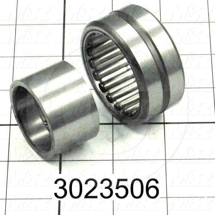 Bearings, Needle Roller, 1.312" Inside Diameter, 2.188" Outside Diameter, 1.25 in. Width, Open, Outer Ring, Rollers, Inner Ring, Steel Material