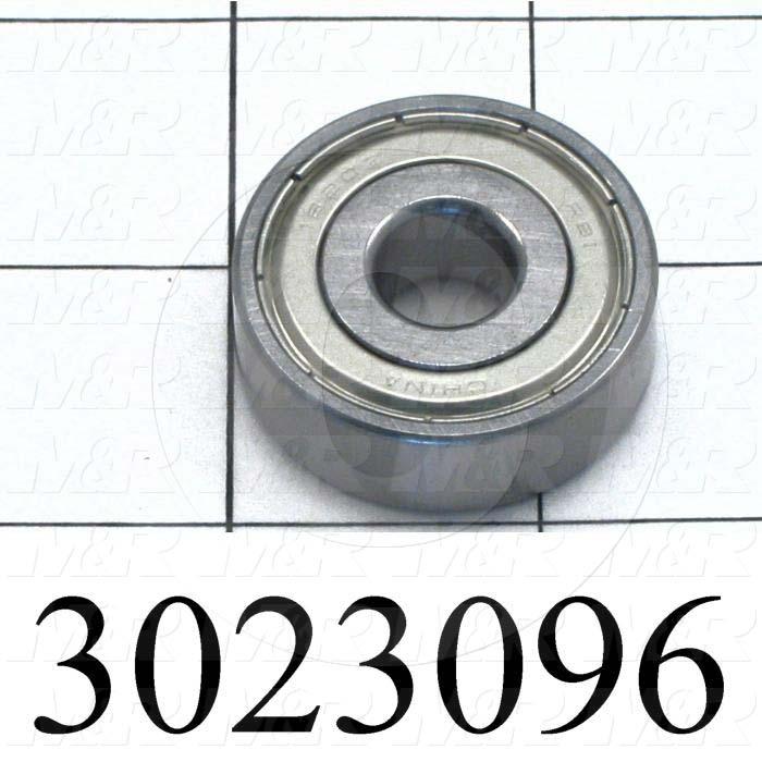 Bearings, Radial Ball, 0.44" Inside Diameter, 1.375" Outside Diameter, 0.50" Width, Double Shielded, Steel Material