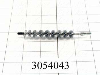 Brush, Single-Spiral  with Threaded-Shank Brush, Nylon Material, 0.50" Brush Diameter, 4.75" Overall Length, Single Stem Brush with Male 8-32 Thread, 1750 max RPM