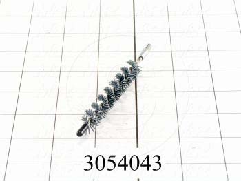 Brush, Single-Spiral  with Threaded-Shank Brush, Nylon Material, 0.50" Brush Diameter, 4.75" Overall Length, Single Stem Brush with Male 8-32 Thread, 1750 max RPM