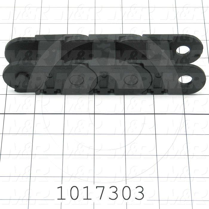 Cable Carriers & Accessories, Energy Chain, 1.61" Width, Bending Radius 2.17", Snap-Open Along Inner Radius, Plastic Material