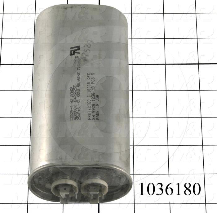 Capacitor, 25MFD, 660VAC, 4-blade Quick-connect Insulated Terminals