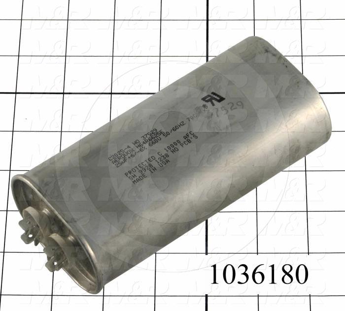 Capacitor, 25MFD, 660VAC, 4-blade Quick-connect Insulated Terminals