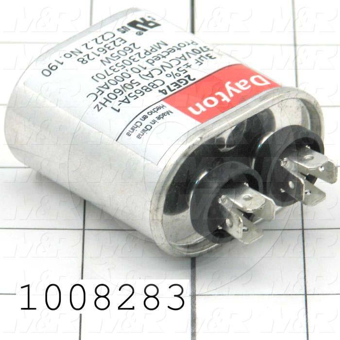 Capacitor, 3MFD, 370VAC, 4-blade Quick-connect Insulated Terminals