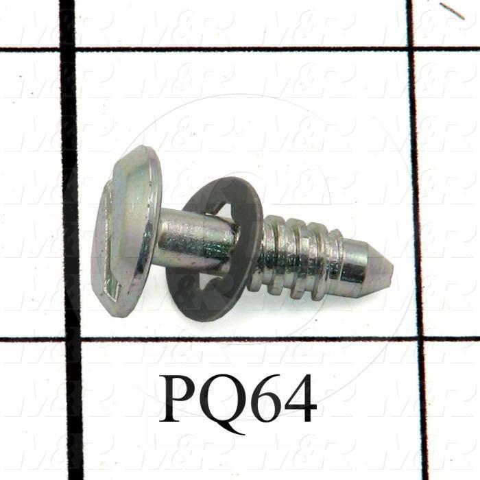 Captive Screw, Captive Type, Slotted Head, 0.47" Head Size/Diameter, 0.74" Screw Length, 0.328" Thread Length, Right Hand Thread Direction, Steel Material, With Wear Washer Notes