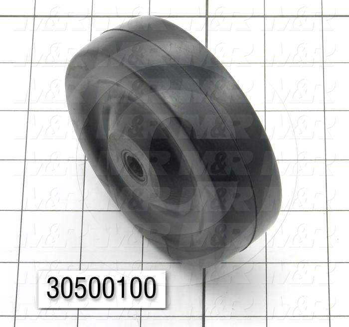 Casters and Wheels, Axle Mounting, 4.00 in. Wheel Diameter, 1.25" Wheel Width, Rubber Wheel Material